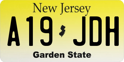NJ license plate A19JDH