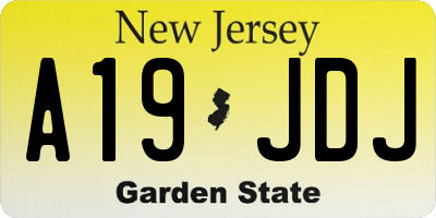NJ license plate A19JDJ