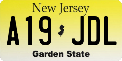 NJ license plate A19JDL
