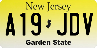 NJ license plate A19JDV