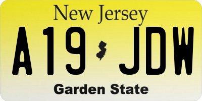 NJ license plate A19JDW
