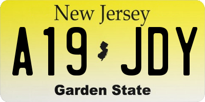 NJ license plate A19JDY