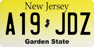 NJ license plate A19JDZ
