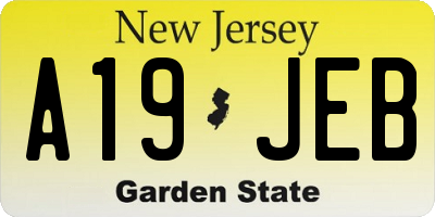 NJ license plate A19JEB