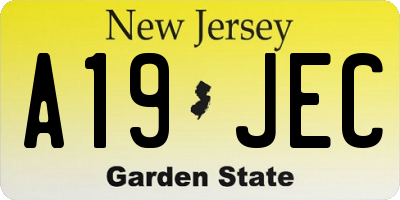 NJ license plate A19JEC