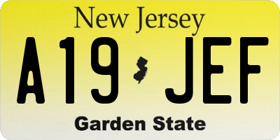 NJ license plate A19JEF