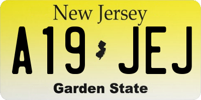NJ license plate A19JEJ