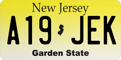 NJ license plate A19JEK