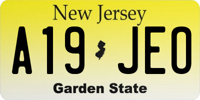 NJ license plate A19JEO