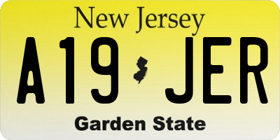 NJ license plate A19JER