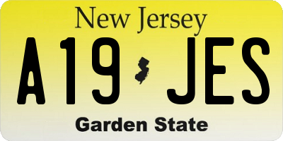 NJ license plate A19JES