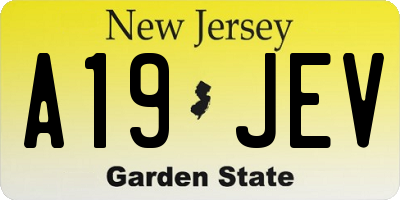 NJ license plate A19JEV