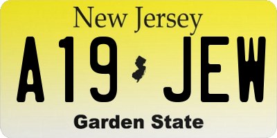 NJ license plate A19JEW