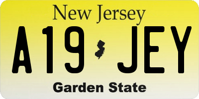 NJ license plate A19JEY