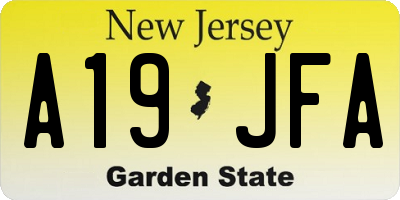 NJ license plate A19JFA