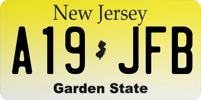 NJ license plate A19JFB
