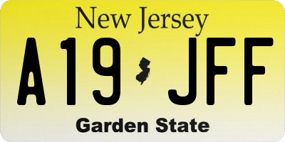 NJ license plate A19JFF