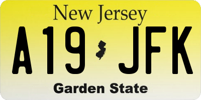 NJ license plate A19JFK