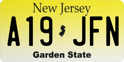 NJ license plate A19JFN