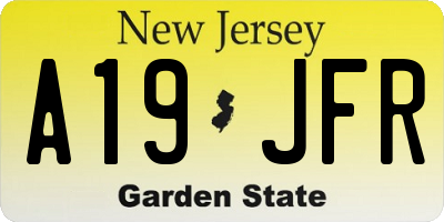 NJ license plate A19JFR