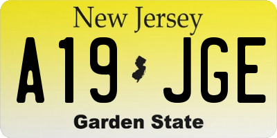 NJ license plate A19JGE