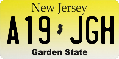 NJ license plate A19JGH