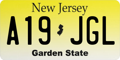 NJ license plate A19JGL