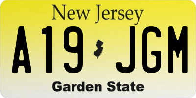 NJ license plate A19JGM