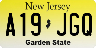 NJ license plate A19JGQ