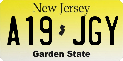 NJ license plate A19JGY