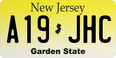NJ license plate A19JHC