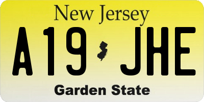 NJ license plate A19JHE
