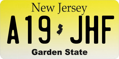NJ license plate A19JHF