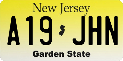 NJ license plate A19JHN
