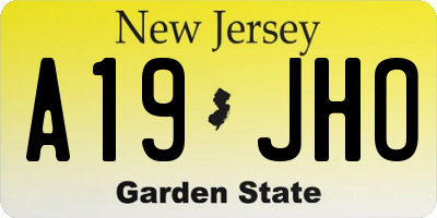 NJ license plate A19JHO