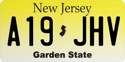 NJ license plate A19JHV