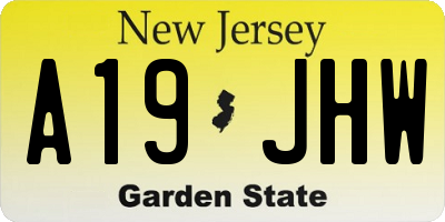 NJ license plate A19JHW