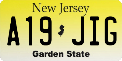 NJ license plate A19JIG