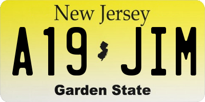 NJ license plate A19JIM