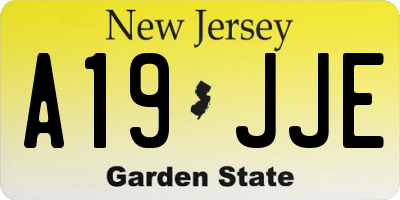 NJ license plate A19JJE