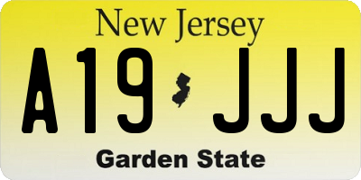 NJ license plate A19JJJ