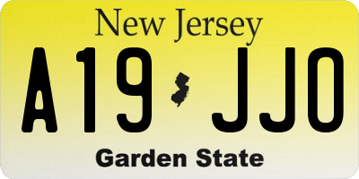 NJ license plate A19JJO