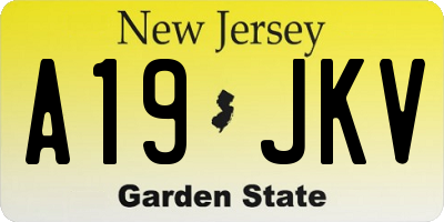NJ license plate A19JKV