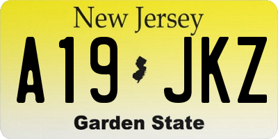 NJ license plate A19JKZ