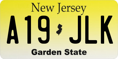 NJ license plate A19JLK