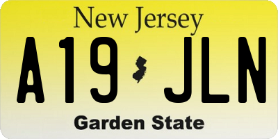 NJ license plate A19JLN
