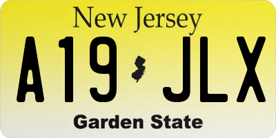 NJ license plate A19JLX