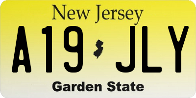 NJ license plate A19JLY