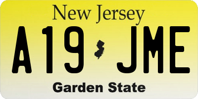 NJ license plate A19JME