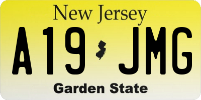 NJ license plate A19JMG